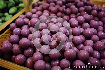 Happy candy and bubble gum shop, sweet candy cassis blackberry Stock Photo