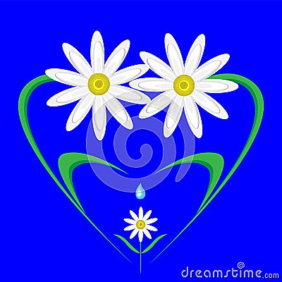 Happy,caring family of daisies. Vector Illustration