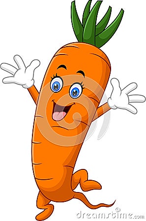Happy carrot cartoon Vector Illustration