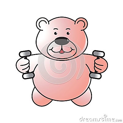 Cartoon bear lifting dumb bells Vector Illustration