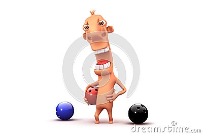 Happy cartoon bowler. Objects over white. Stock Photo