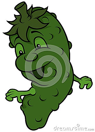 Happy Cartoon Cucumber Vector Illustration