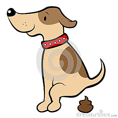 Happy cartoon dog pooping Vector Illustration