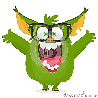 Funny cartoon monster. Vector Halloween illustration Vector Illustration