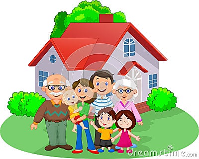 Happy cartoon family Vector Illustration
