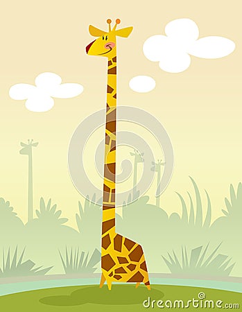 Smiling cartoon giraffe Vector Illustration