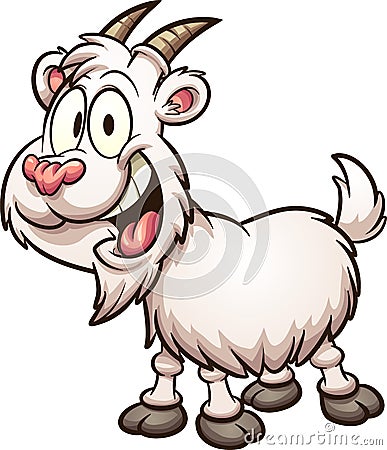 Happy white haired cartoon goat Vector Illustration