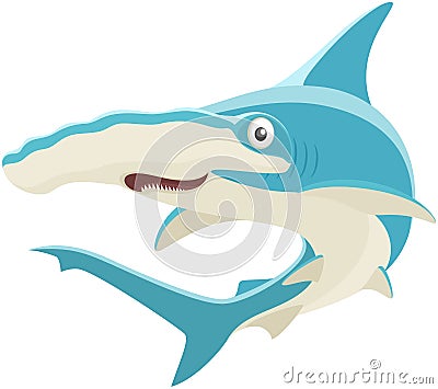 Happy Cartoon Hammerhead Shark Vector Illustration