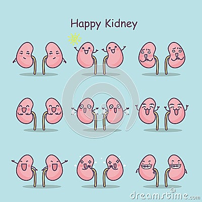 Happy cartoon kidney Vector Illustration