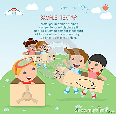 Happy cartoon kids, Kids playing , kid playing and lifestyle, happy child, vector illustration, kids at playground Vector Illustration