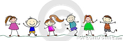 Happy cartoon kids Stock Photo