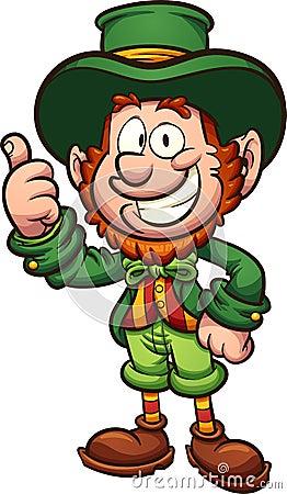 Happy cartoon leprechaun with thumbs up Vector Illustration