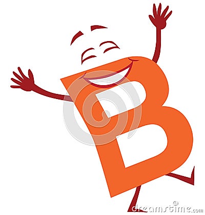 Happy Orange Cartoon Letter B Vector Illustration