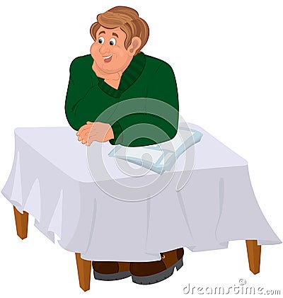 Happy Cartoon Man Sitting At The Table Stock Vector - Image: 44476884