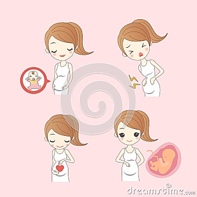 Happy cartoon pregnant woman Vector Illustration