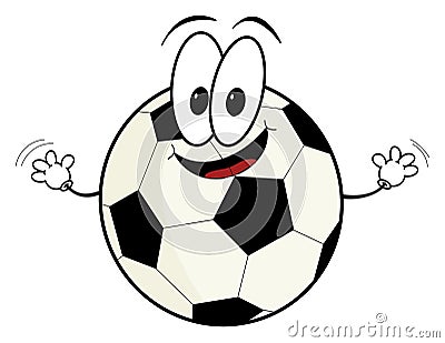 Happy cartoon soccer ball character Stock Photo