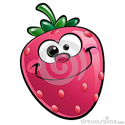 Happy cartoon strawberry character Stock Photo