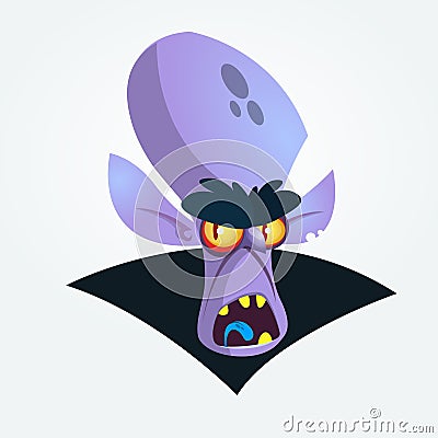 Happy cartoon vampire head yelling. Vector illustration. Vector Illustration