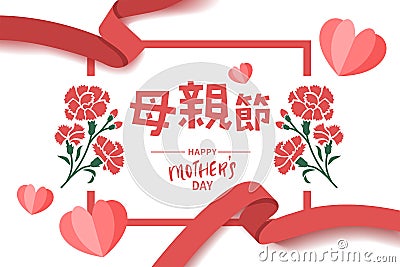 Happy Celebrating Happy Mother's Day Vector Illustration, Mother's Day Text Mockup with Ribbon Vector Illustration