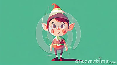 Happy cheerful Christmas elf character, generative AI. Stock Photo