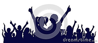 Happy cheerful crowd of children, silhouette. Back to school or party and etc. Vector illustration Vector Illustration