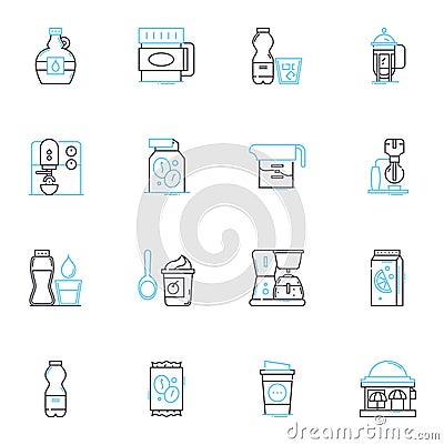 Happy and cheerful linear icons set. Joyful, Blissful, Delighted, Ecstatic, Elated, Radiant, Exuberant line vector and Vector Illustration