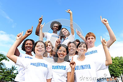 Happy and cheerful volunteer group Stock Photo