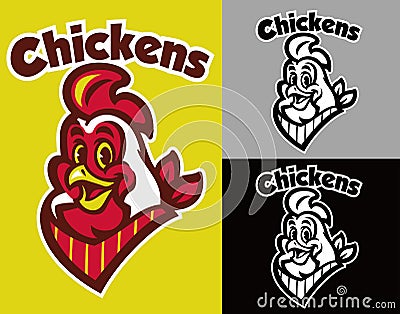 Happy chicken mascot head Vector Illustration