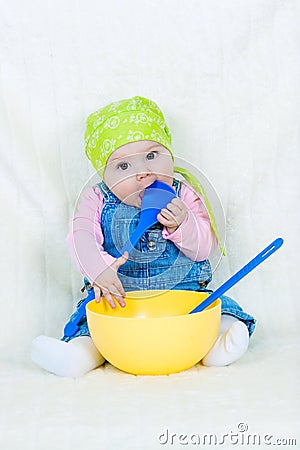 Happy child cooking Stock Photo