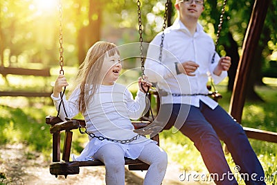 Happy child with down syndrome Stock Photo