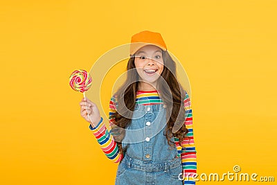 Happy child lollipop candy. kid having fun. candy shop concept. optimist by nature. sweet life. happy childhood Stock Photo