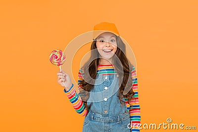 happy child lollipop candy. kid having fun. candy shop concept. optimist by nature. sweet life. happy childhood Stock Photo