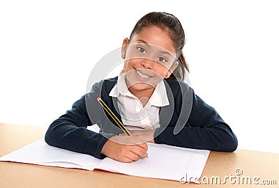 Happy child with notepad smiling in back to school and education concept Stock Photo