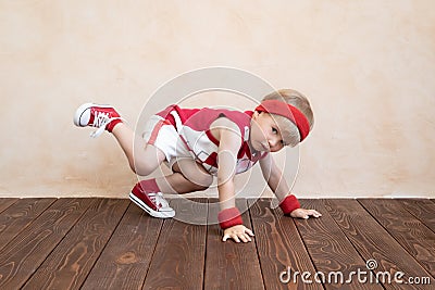 Funny kid sportsman on start Stock Photo