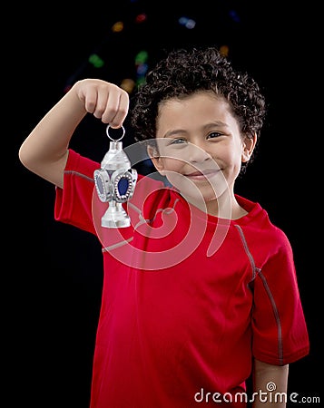 Happy Child with Ramadan Lantern Stock Photo