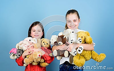 Happy childhood. Child care. Sisters best friends play. Sweet childhood. Childhood concept. Softness and tenderness Stock Photo