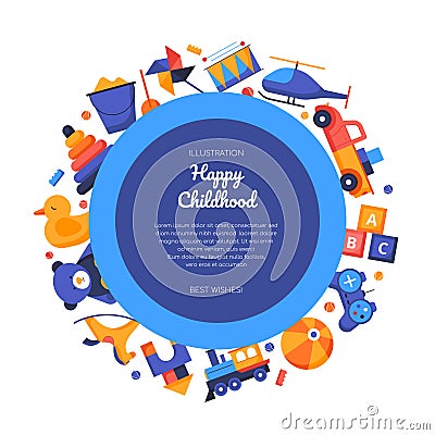 Happy childhood - vector flat design style banner Vector Illustration