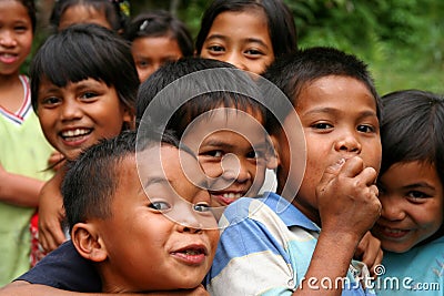 Happy village children Editorial Stock Photo