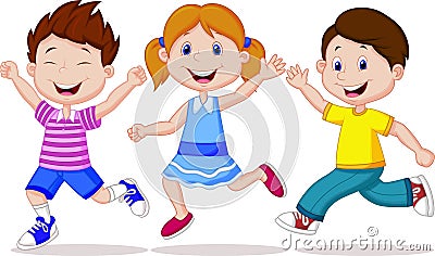 Happy children cartoon running Vector Illustration