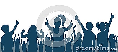 Happy children crowd, silhouette.Cheerful kids on party, holiday and etc. Vector illustration Vector Illustration