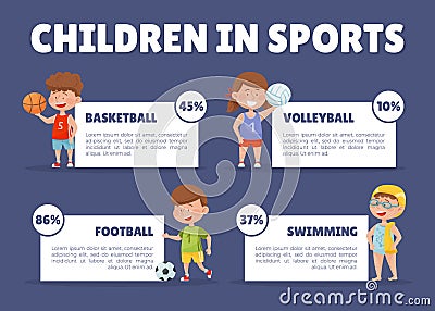 Happy Children Enjoy Sport and Physical Activity Banner Design Vector Template Vector Illustration
