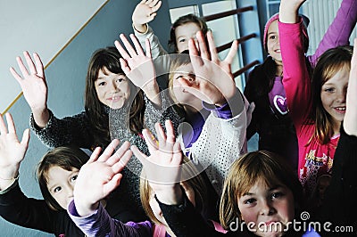 Happy children group in school Stock Photo
