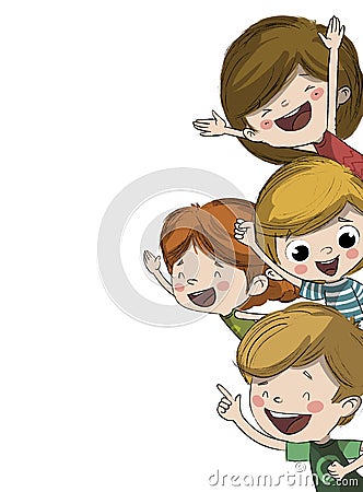 Happy children Cartoon Illustration