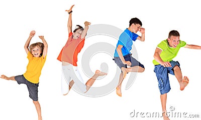 Happy children jumping Stock Photo