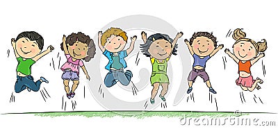 Happy children jumping. Vector Illustration