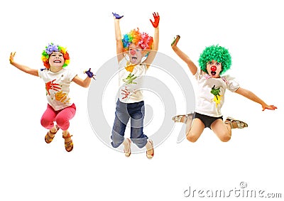 Happy children jumping Stock Photo