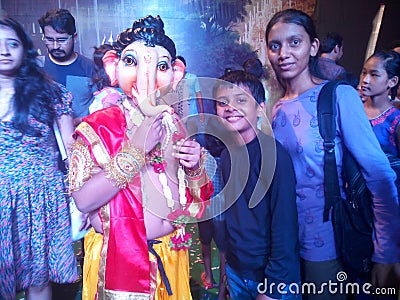 happy Children with lord ganesha Editorial Stock Photo