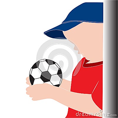 Happy Children`s day, The boy playing with football Cartoon Illustration