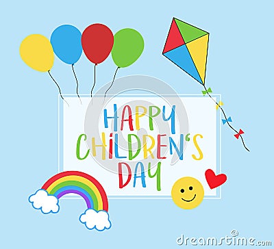 Happy children`s day vector greeting card Vector Illustration