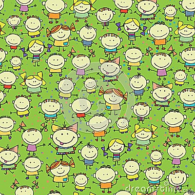 Happy children seamless background Vector Illustration